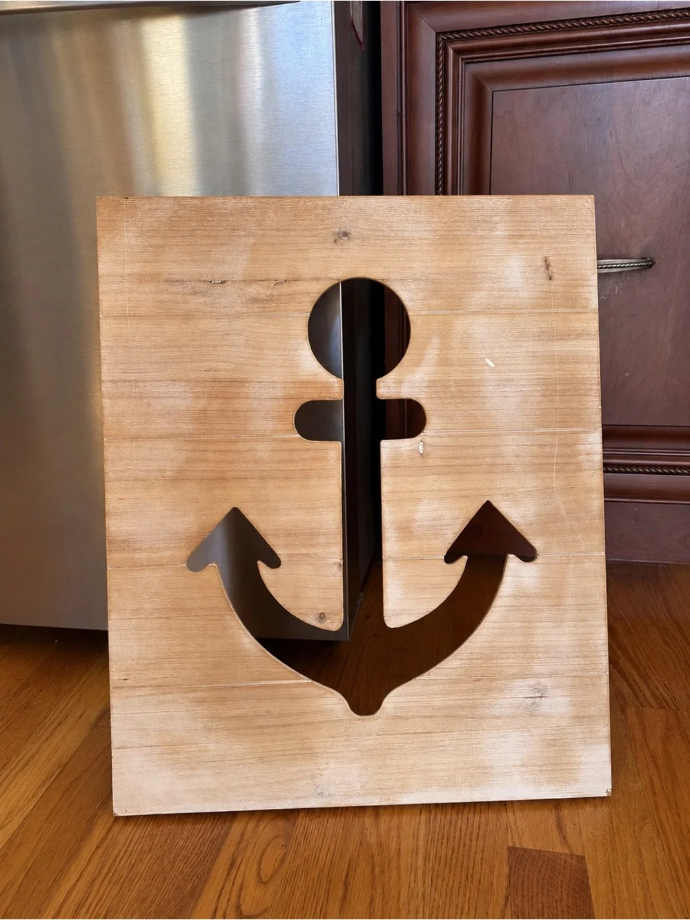 Rustic Natural Wood Anchor Wall Art - Nautical Home Decor * NEVER USED *